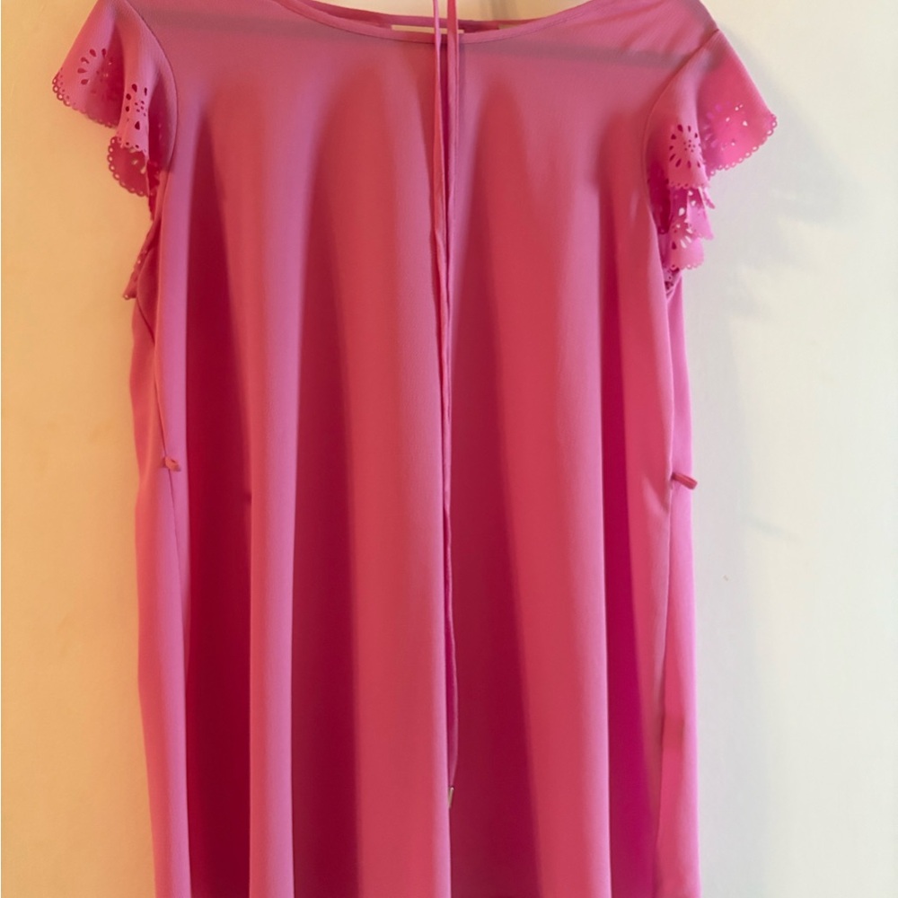 Chic Pink Ruffle Sleeve Blouse